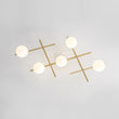 Load image into Gallery viewer, Brass 5-Light Linear Opal Glass Globe Sputnik Semi Flush
