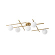 Load image into Gallery viewer, Brass 5-Light Linear Opal Glass Globe Sputnik Semi Flush
