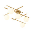 Load image into Gallery viewer, Brass 5-Light Linear Opal Glass Globe Sputnik Semi Flush
