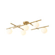Load image into Gallery viewer, Brass 5-Light Linear Opal Glass Globe Sputnik Semi Flush
