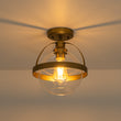 Load image into Gallery viewer, Mid-Century Brass Single Clear Glass Globe Ceiling Light
