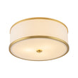 Load image into Gallery viewer, 20" Mid-Century Brass White Fabric Round Drum Ceiling Light
