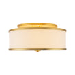 Load image into Gallery viewer, 20" Mid-Century Brass White Fabric Round Drum Ceiling Light
