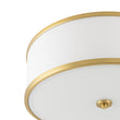 Load image into Gallery viewer, 20" Mid-Century Brass White Fabric Round Drum Ceiling Light
