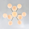 Load image into Gallery viewer, Mid-Century White Glass Globe Brass Tiered Sputnik Chandelier
