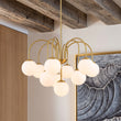 Load image into Gallery viewer, Mid-Century White Glass Globe Brass Tiered Sputnik Chandelier
