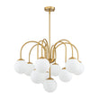 Load image into Gallery viewer, Mid-Century White Glass Globe Brass Tiered Sputnik Chandelier
