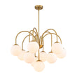 Load image into Gallery viewer, Mid-Century White Glass Globe Brass Tiered Sputnik Chandelier
