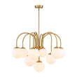 Load image into Gallery viewer, Mid-Century White Glass Globe Brass Tiered Sputnik Chandelier
