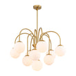 Load image into Gallery viewer, Mid-Century White Glass Globe Brass Tiered Sputnik Chandelier
