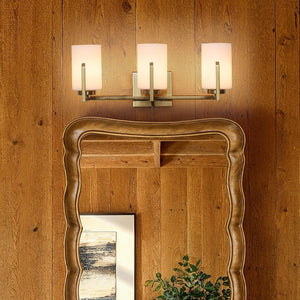 Modern Gold Opal Glass Shade 3-Light Vanity Lamp