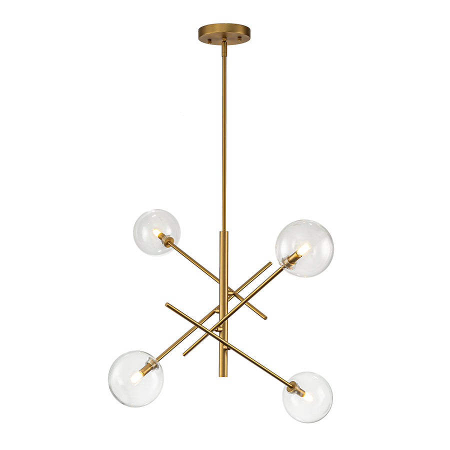 Mid-Century 6-Light Clear Glass Bubble Sputnik Chandelier