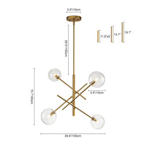 Mid-Century 6-Light Clear Glass Bubble Sputnik Chandelier