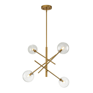 Mid-Century 6-Light Clear Glass Bubble Sputnik Chandelier