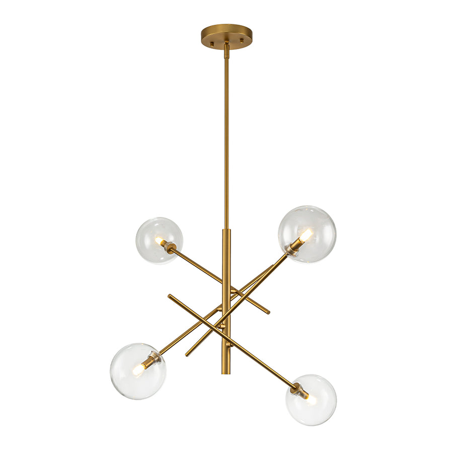 Mid-Century 6-Light Clear Glass Bubble Sputnik Chandelier