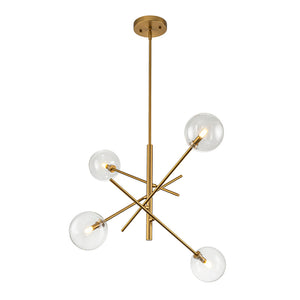 Mid-Century 6-Light Clear Glass Bubble Sputnik Chandelier