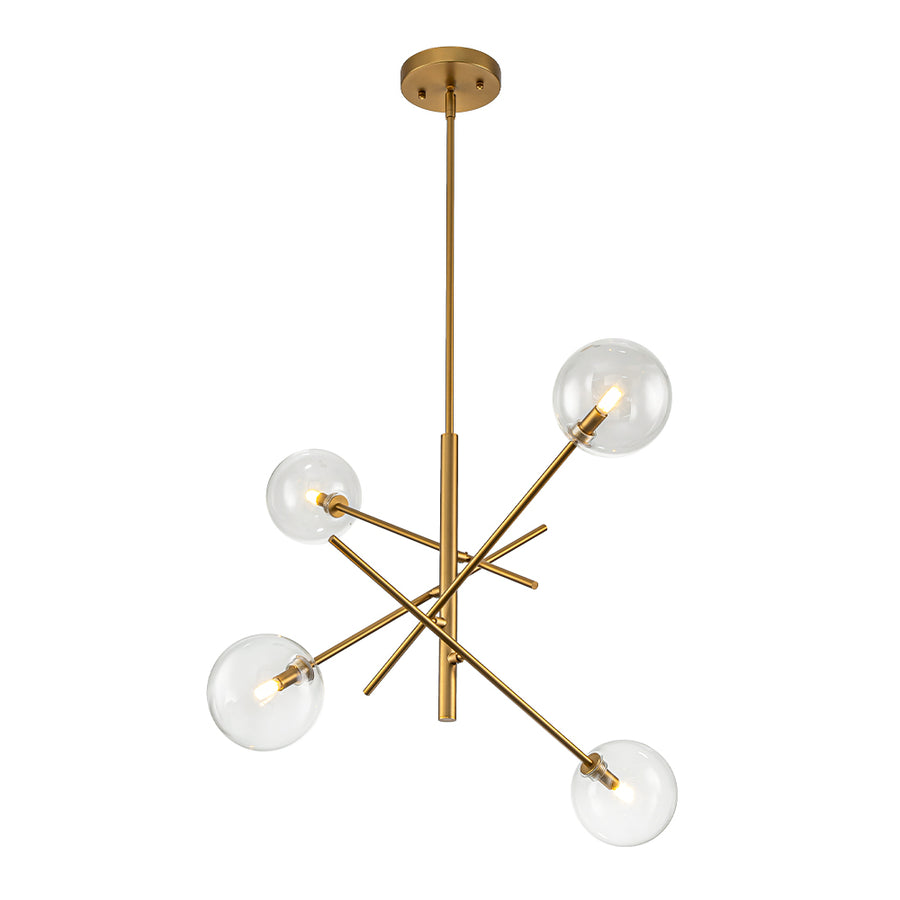 Mid-Century 6-Light Clear Glass Bubble Sputnik Chandelier