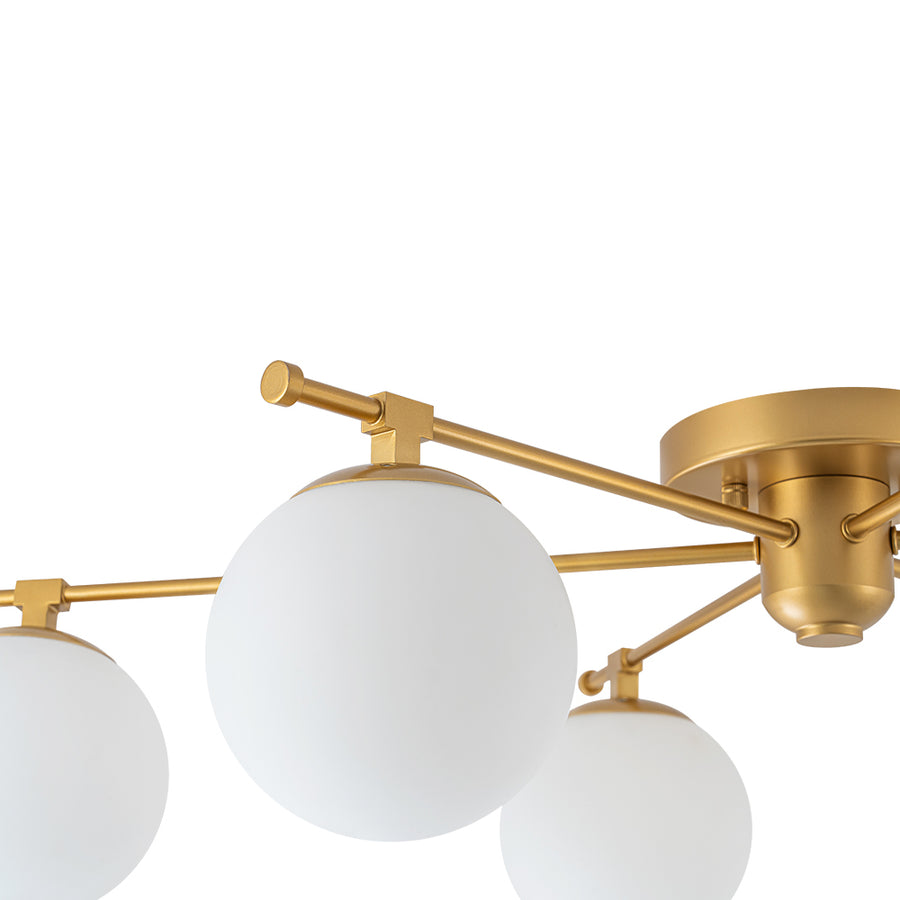 Modern 6-Light White Glass Globe Sputnik Semi Flush Mount