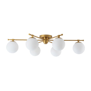 Modern 6-Light White Glass Globe Sputnik Semi Flush Mount