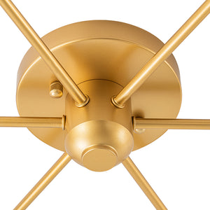 Modern 6-Light White Glass Globe Sputnik Semi Flush Mount