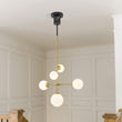 Load image into Gallery viewer, Mid-Century Tiered Frosted Glass Globe Sputnik Entry Chandelier
