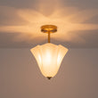 Load image into Gallery viewer, Milk White Art Glass Pleated Flower Ceiling Light
