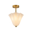 Load image into Gallery viewer, Milk White Art Glass Pleated Flower Ceiling Light
