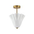 Load image into Gallery viewer, Milk White Art Glass Pleated Flower Ceiling Light
