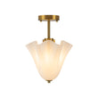 Load image into Gallery viewer, Milk White Art Glass Pleated Flower Ceiling Light
