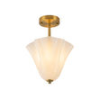 Load image into Gallery viewer, Milk White Art Glass Pleated Flower Ceiling Light
