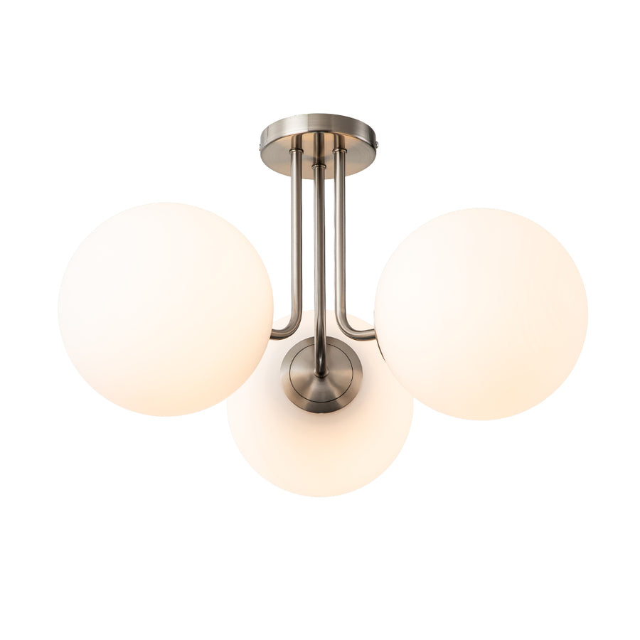 Modern 3-Light Glass Globe Semi Flush Ceiling Light