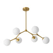 Load image into Gallery viewer, Modern 6-Light Brass Frosted Glass Globe Branched Chandelier
