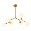 Load image into Gallery viewer, Modern 6-Light Brass Frosted Glass Globe Branched Chandelier
