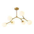 Load image into Gallery viewer, Modern 6-Light Brass Frosted Glass Globe Branched Chandelier
