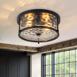 Load image into Gallery viewer, Modern Farmhouse Round Hammered Glass Drum Ceiling Light
