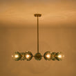 Load image into Gallery viewer, Modern Mid-Century Blue Glass Globe Brass Sputnik Chandelier
