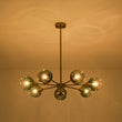 Load image into Gallery viewer, Modern Mid-Century Blue Glass Globe Brass Sputnik Chandelier
