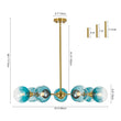 Load image into Gallery viewer, Modern Mid-Century Blue Glass Globe Brass Sputnik Chandelier

