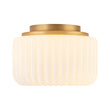 Load image into Gallery viewer, Modern Milky Glass Round Pleated Drum Semi Flush Mount
