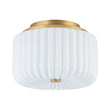 Load image into Gallery viewer, Modern Milky Glass Round Pleated Drum Semi Flush Mount
