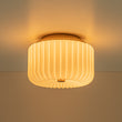 Load image into Gallery viewer, Modern Milky Glass Round Pleated Drum Semi Flush Mount
