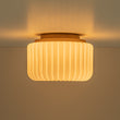 Load image into Gallery viewer, Modern Milky Glass Round Pleated Drum Semi Flush Mount
