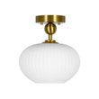 Load image into Gallery viewer, Modern Single Opal Fluted Glass Oval Semi Flush Ceiling Light
