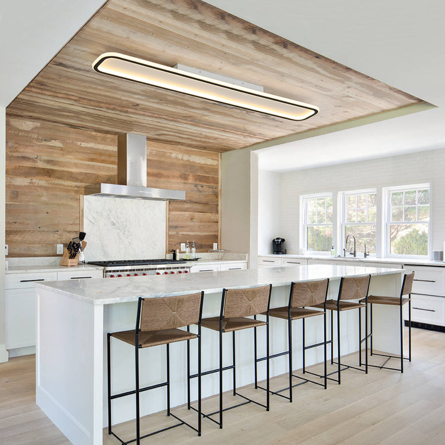 Modern Oblong Dimmable LED Semi Flush Mount Ceiling Light