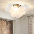 Load image into Gallery viewer, White Glass Globe Cluster Bubble Semi-Flush Mount
