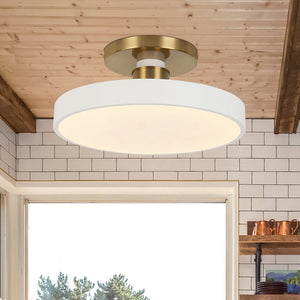 Nordic Dimmable LED White Round Semi Flush Mount