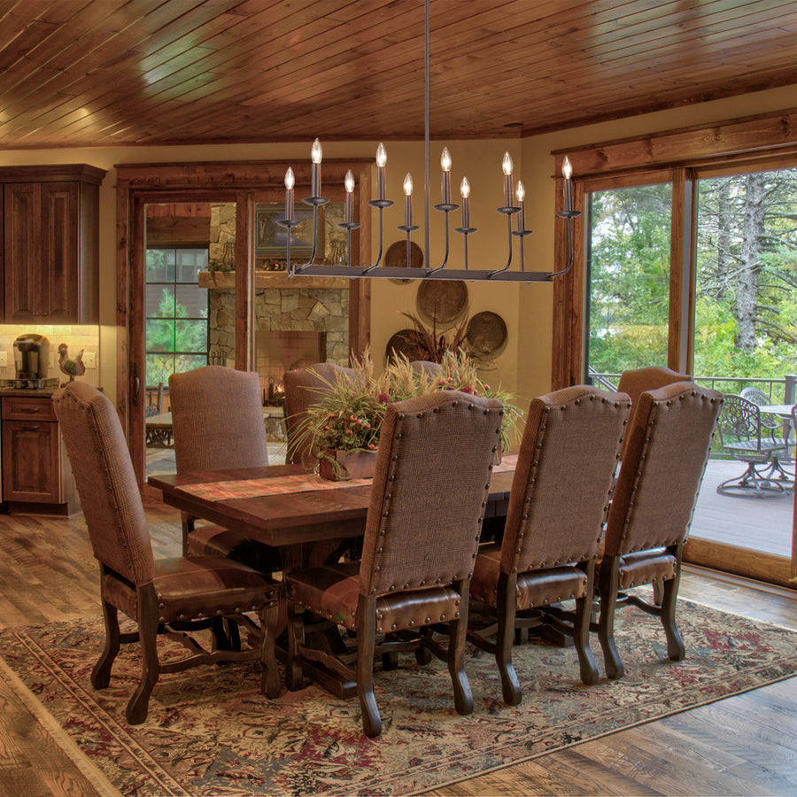French Country Luxe Linear Candle Kitchen Island Pendant
