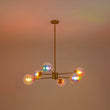 Load image into Gallery viewer, Polished Iridescent Art Glass Globe Round Brass Sputnik Chandelier
