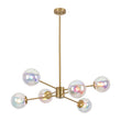 Load image into Gallery viewer, Polished Iridescent Art Glass Globe Round Brass Sputnik Chandelier
