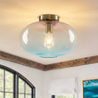 Load image into Gallery viewer, Scandinavian 1-Light Ombre Colored Glass Round Semi Flush
